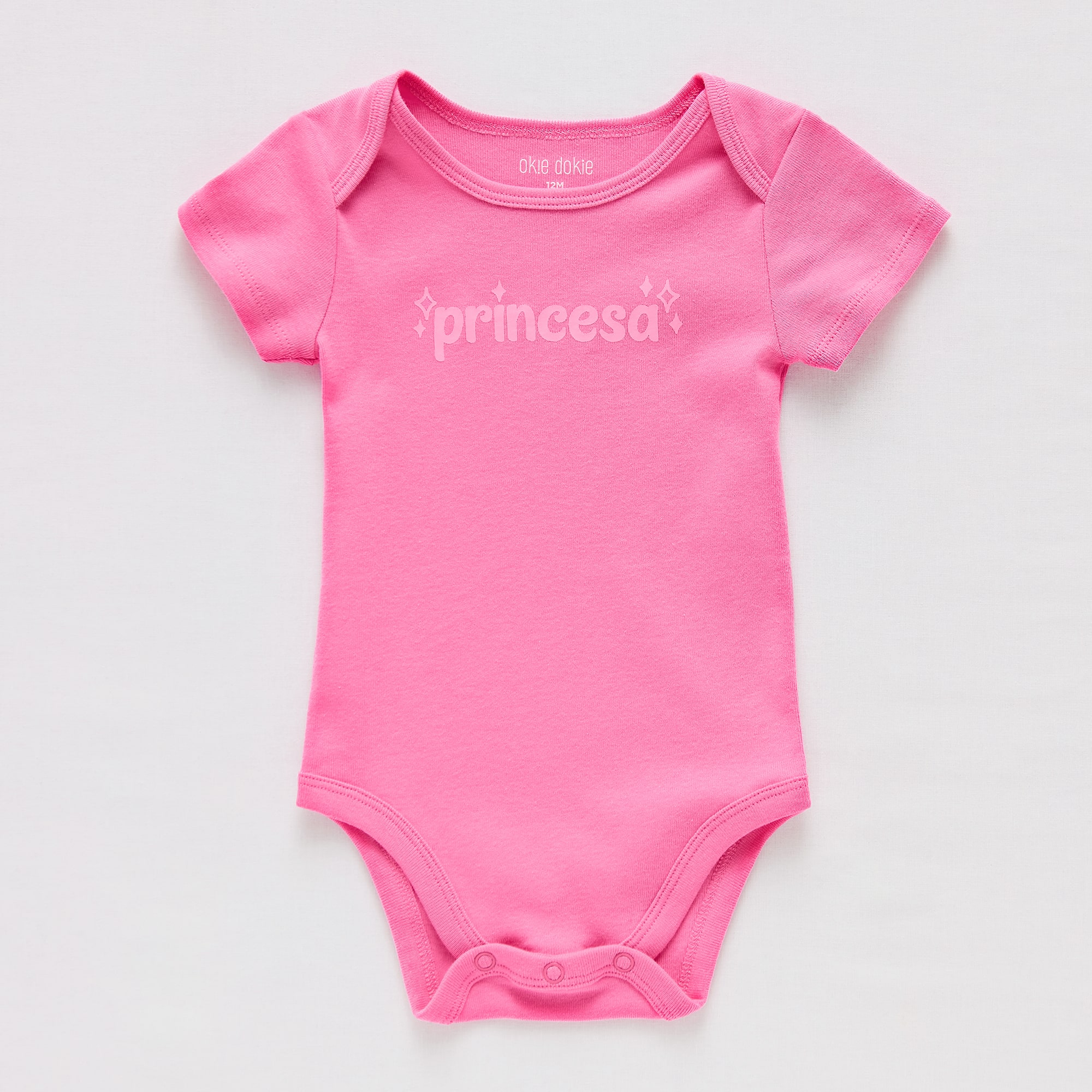 Okie Dokie Baby Girls Round Neck Short Sleeve Rib Bodysuit