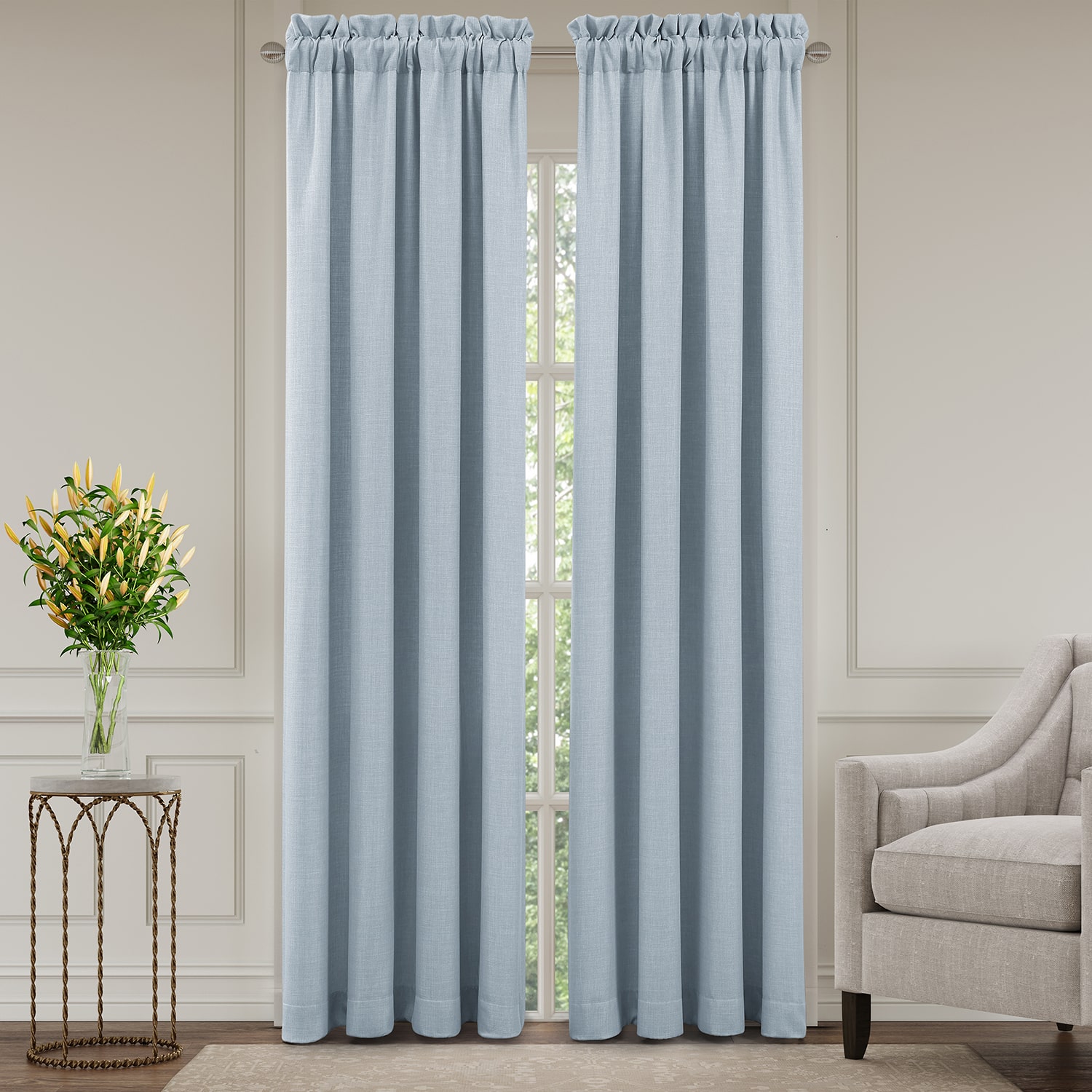 Queen Street Gardenia Bliss Rod Pocket Room Darkening Set of 2 Curtain Panel