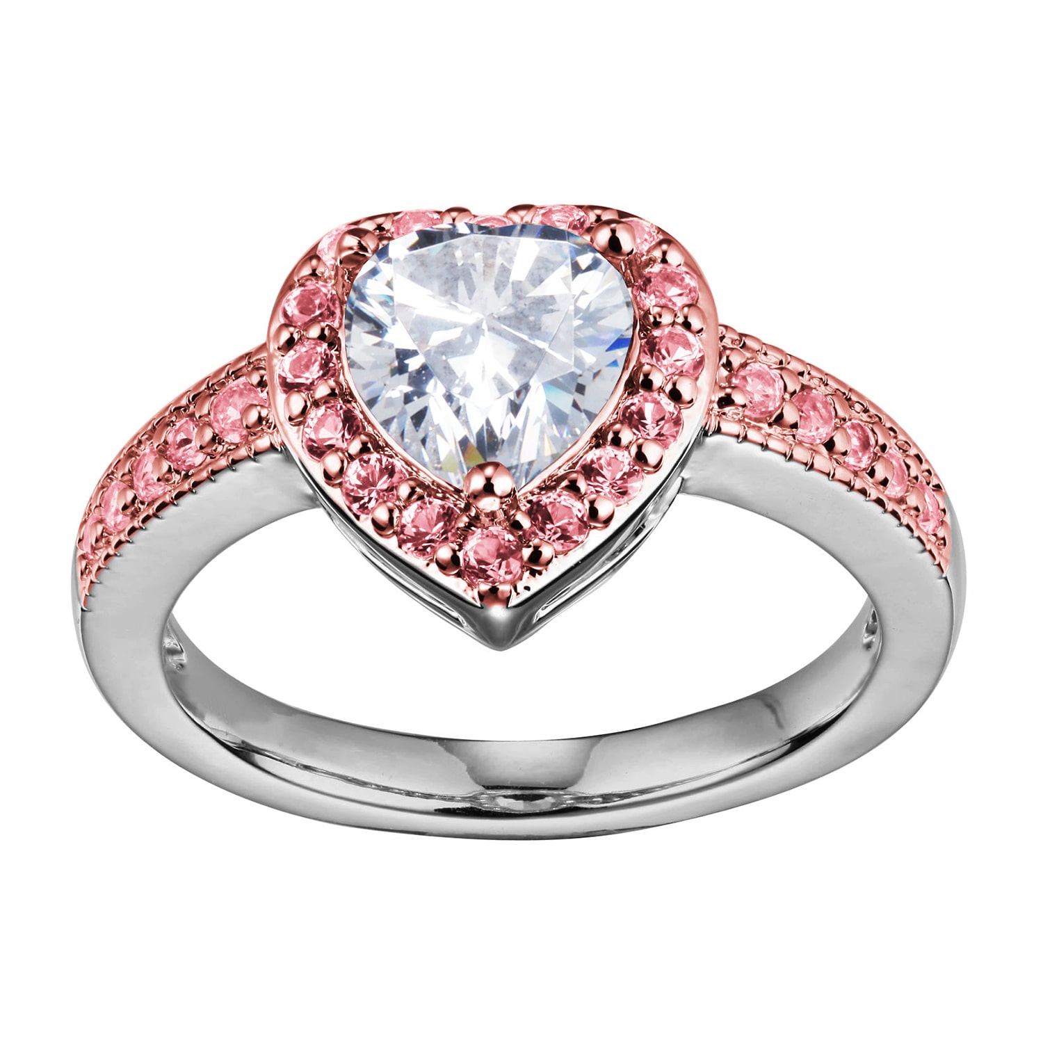 Sparkle Allure Womens Cubic Zirconia Heart Halo Promise Ring