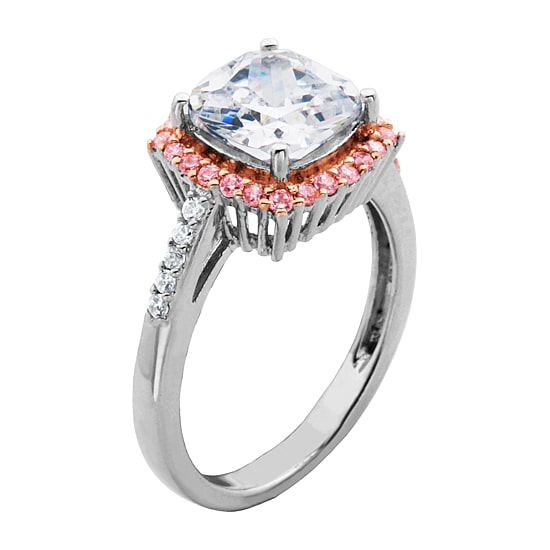 Sparkle Allure Womens Cubic Zirconia Square Halo Engagement Ring