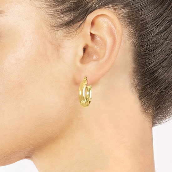 Silver Reflections Womens 14K Gold Over Brass 25.6mm Hoop Earrings
