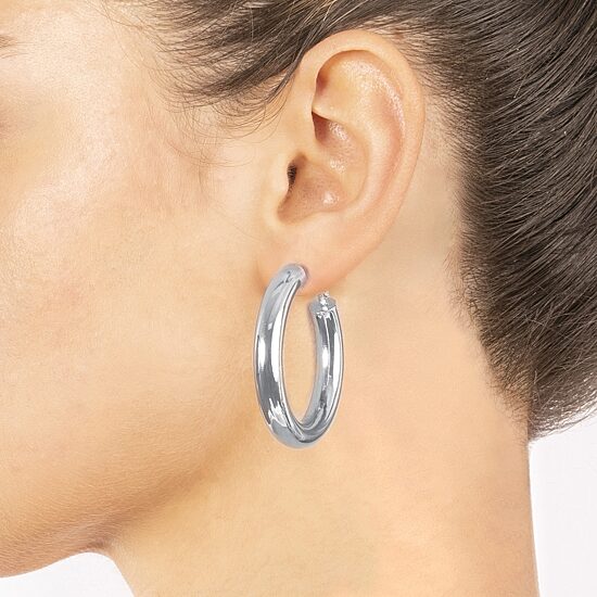 Silver Reflections Womens 36.8mm Hoop Earrings