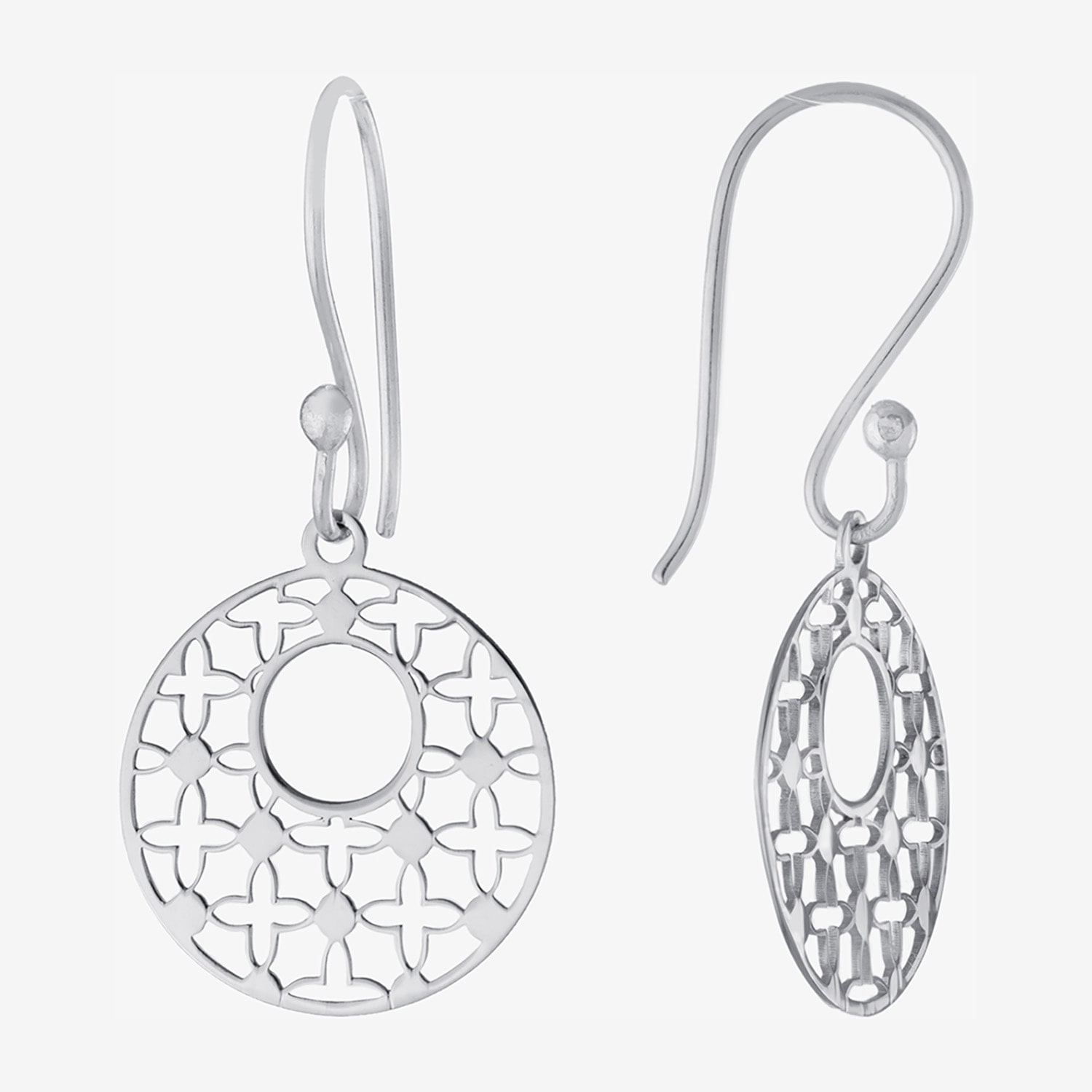 Silver Treasures Womens Sterling Silver Round Drop Earrings