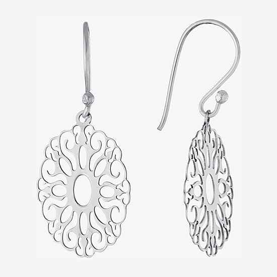 Silver Treasures Womens Sterling Silver Drop Earrings