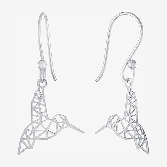 Silver Treasures Hummingbird Womens Sterling Silver Drop Earrings