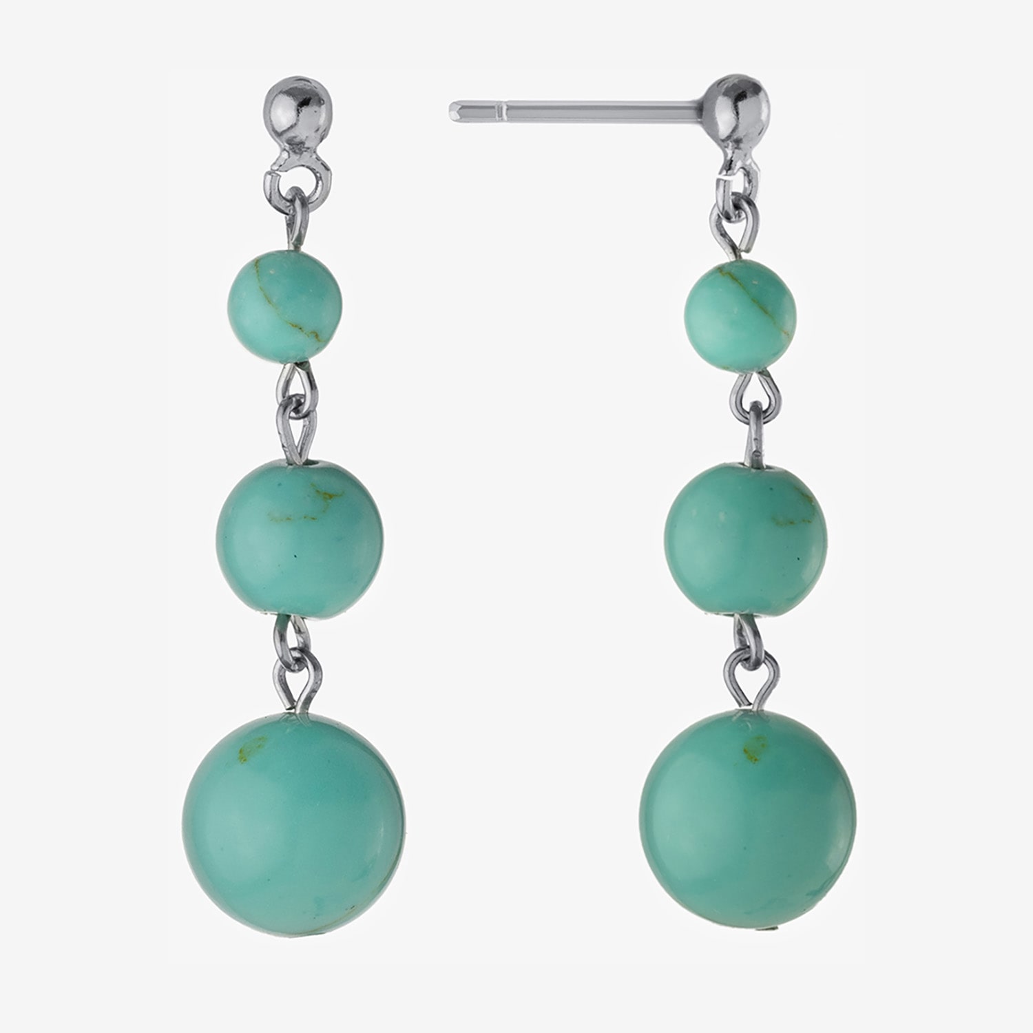 Silver Treasures Enhanced Womens Blue Turquoise Sterling Silver Drop Earrings