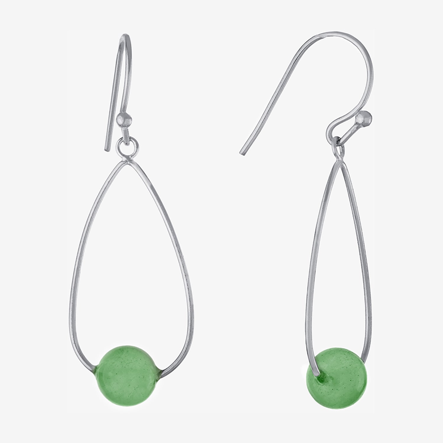 Silver Treasures Womens Green Aventurine Sterling Silver Drop Earrings