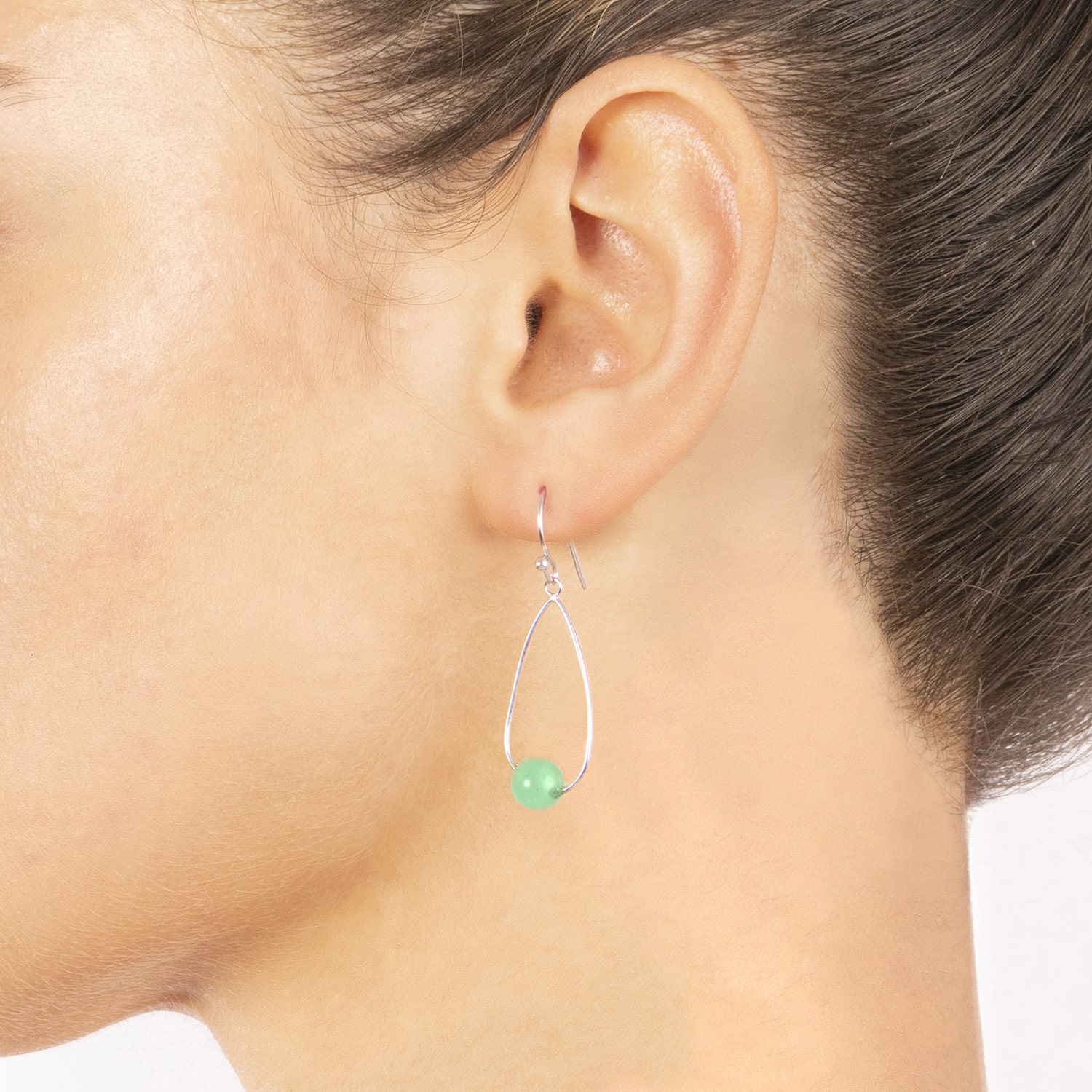 Silver Treasures Womens Green Aventurine Sterling Silver Drop Earrings