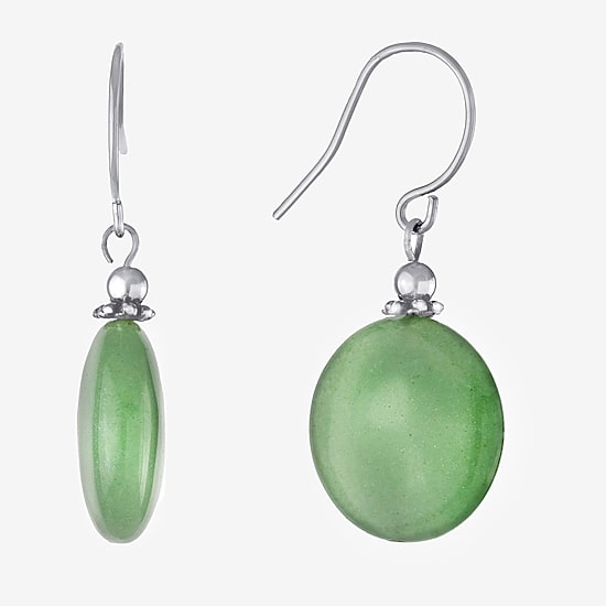 Silver Treasures Genuine Stone Womens Sterling Silver Drop Earrings