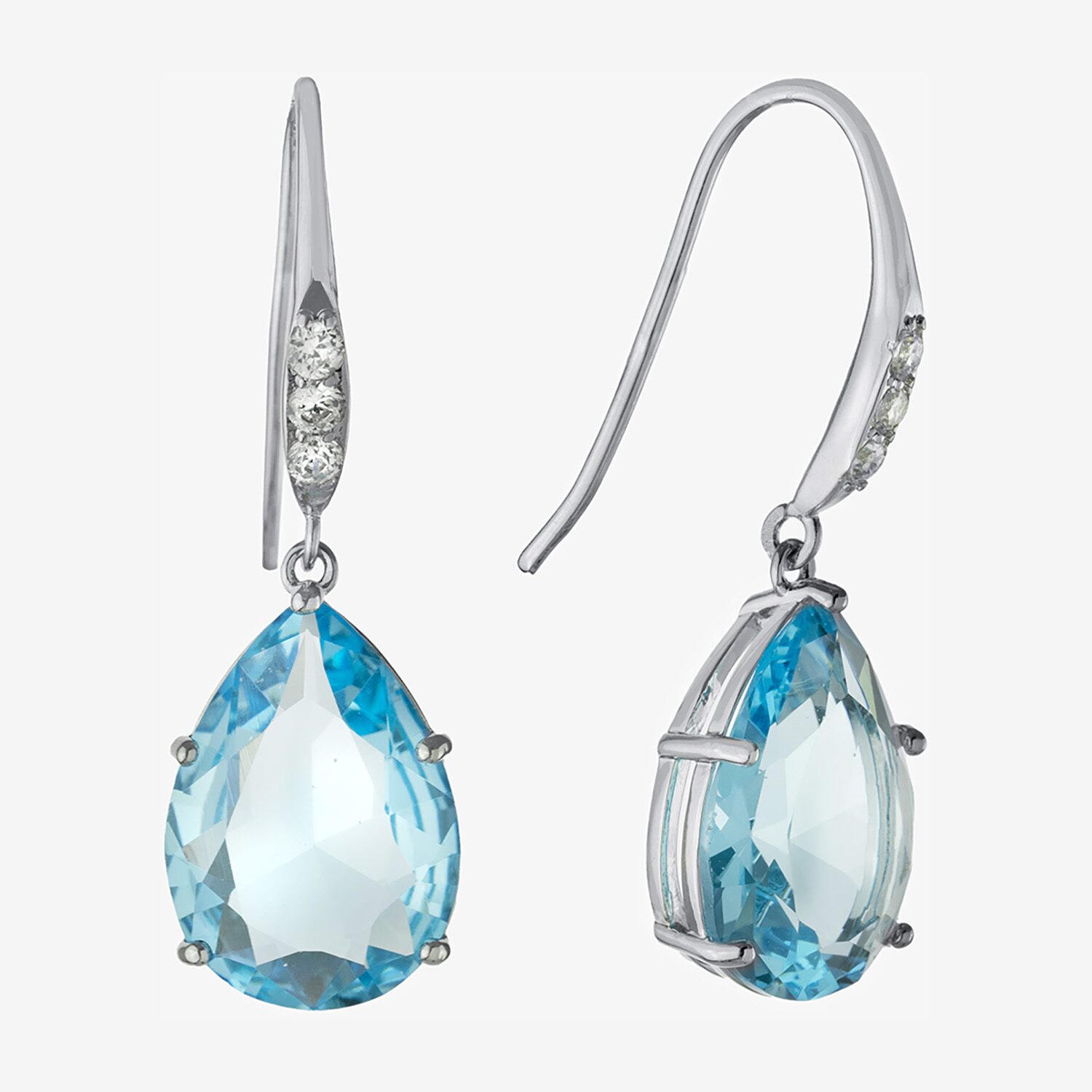 Sparkle Allure Womens Cubic Zirconia Pure Silver Over Brass Oval Drop Earrings
