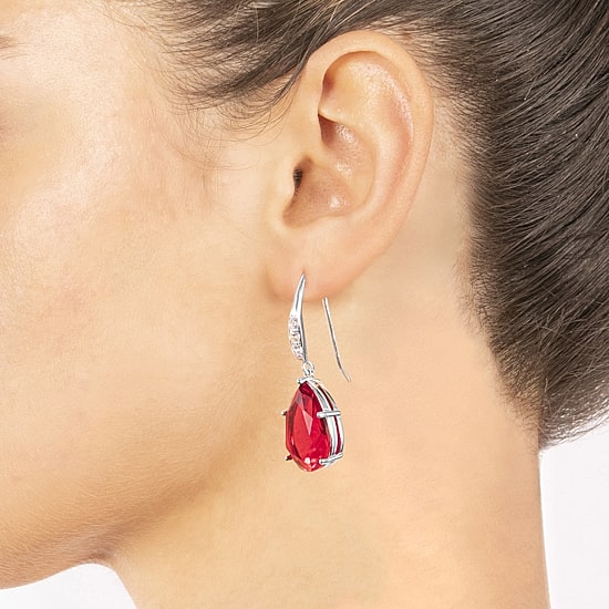 Sparkle Allure Womens Cubic Zirconia Pure Silver Over Brass Oval Drop Earrings