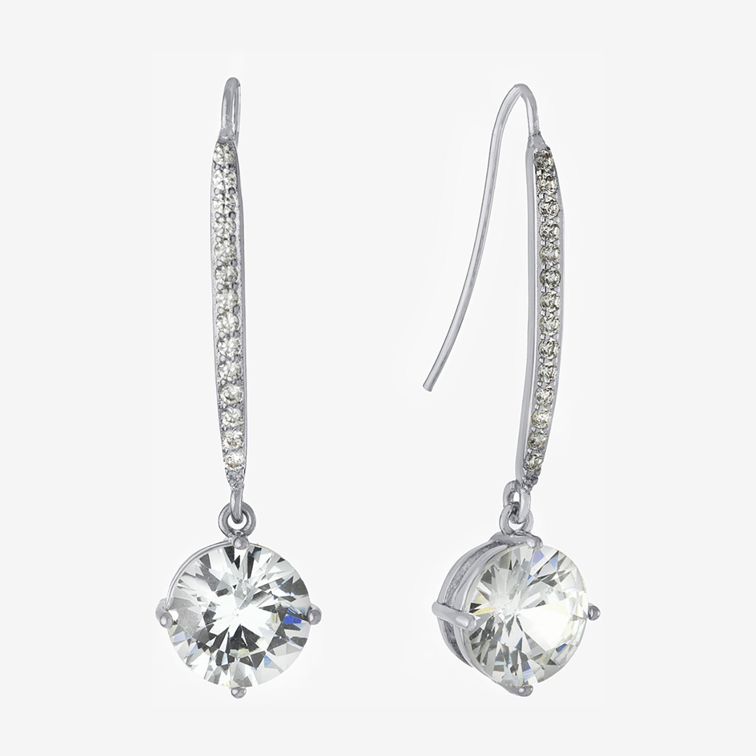 Sparkle Allure Womens Cubic Zirconia Pure Silver Over Brass Oval Drop Earrings