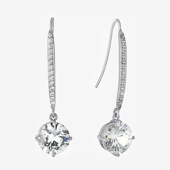 Sparkle Allure Womens Cubic Zirconia Pure Silver Over Brass Oval Drop Earrings