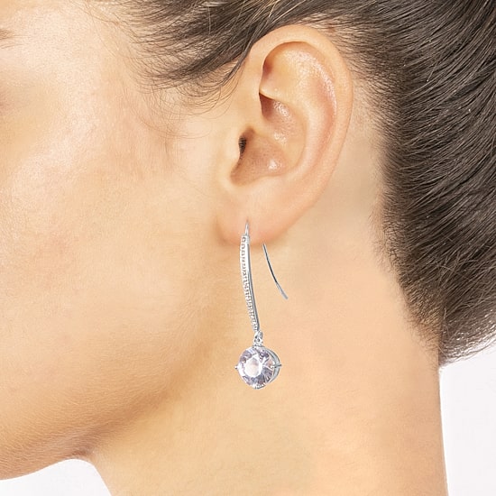 Sparkle Allure Womens Cubic Zirconia Pure Silver Over Brass Oval Drop Earrings