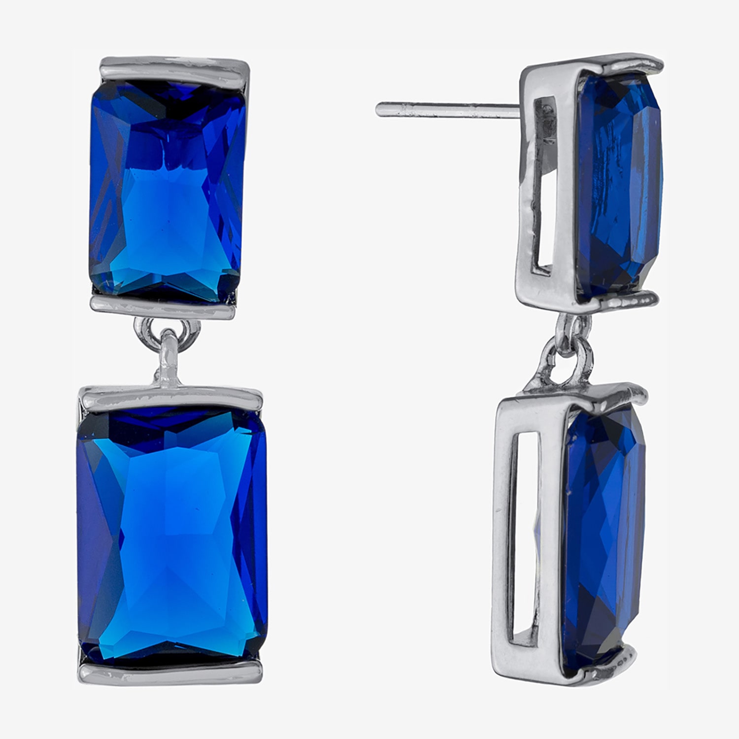 Sparkle Allure Womens Crystal Pure Silver Over Brass Rectangular Drop Earrings