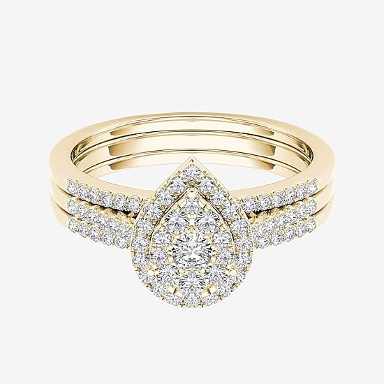 1/2 CT.T.W. Natural Diamond 10K Yellow Gold Bridal Ring Set