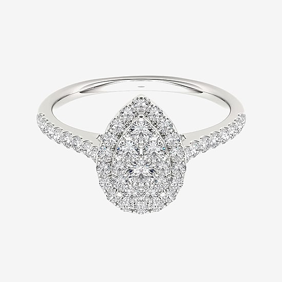 3/4 CT.T.W. Natural Diamond 10K White Gold Pear-Shaped Engagement Ring