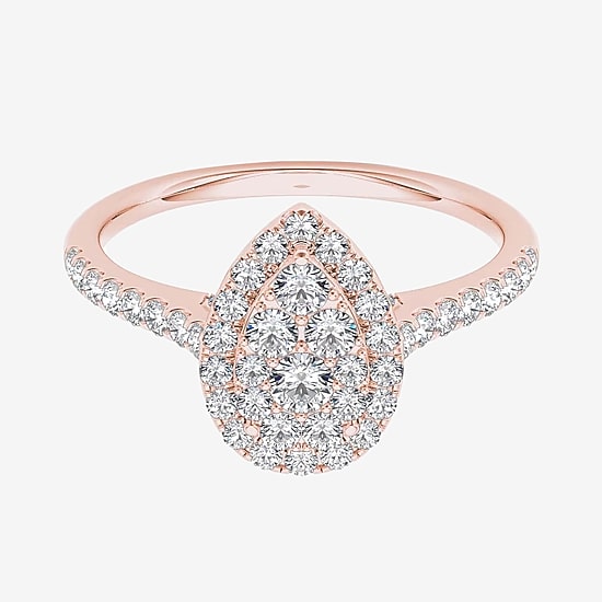 3/4 CT.T.W. Natural Diamond 10K Rose Gold Pear-Shaped Engagement Ring