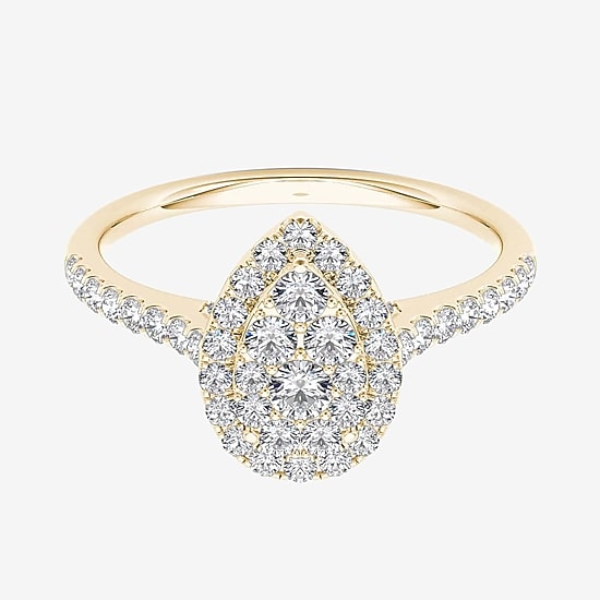 3/4 CT.T.W. Natural Diamond 10K Yellow Gold Pear-Shaped Engagement Ring