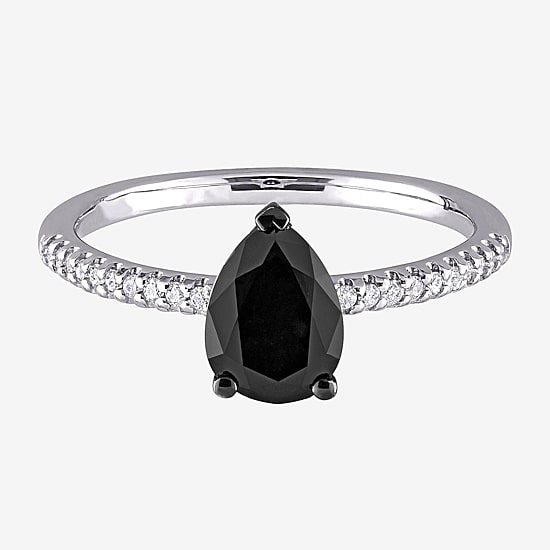 Midnight Black Womens 1 1/10 CT. T.W.  Natural Black Diamond 14K Gold Pear Engagement Ring