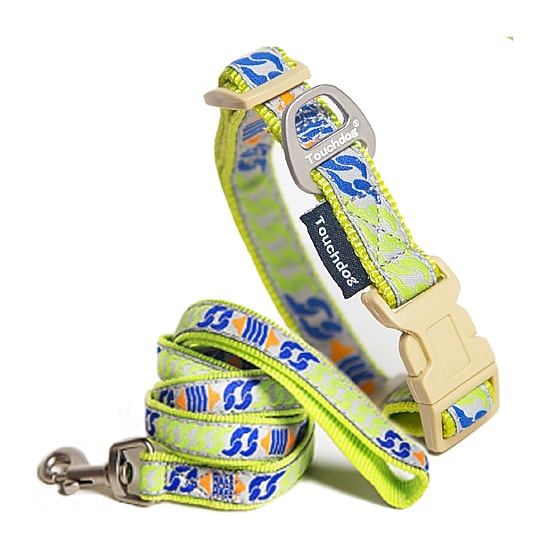 Touchdog Chain Printed Tough Stitched Embroidered Collar 4 Ft Dog Leash