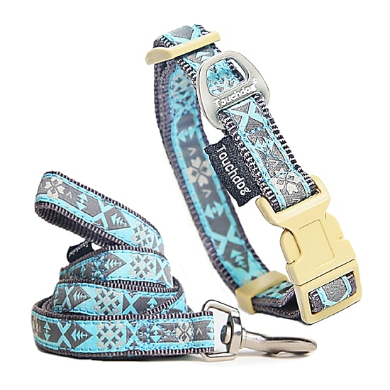 Touchdog Shape Patterned' Tough Stitched Embroidered Collar 4 Ft Dog Leash