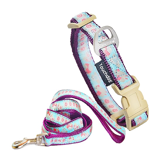 Touchdog Avery Patterned' Tough Stitched Embroidered Collar Dog Leash
