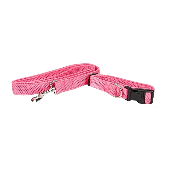 Pet Life Aero Mesh' 2-In-1 Dual Sided Comfortable And Breathable Adjustable Mesh-Collar 4 Ft Dog Leash