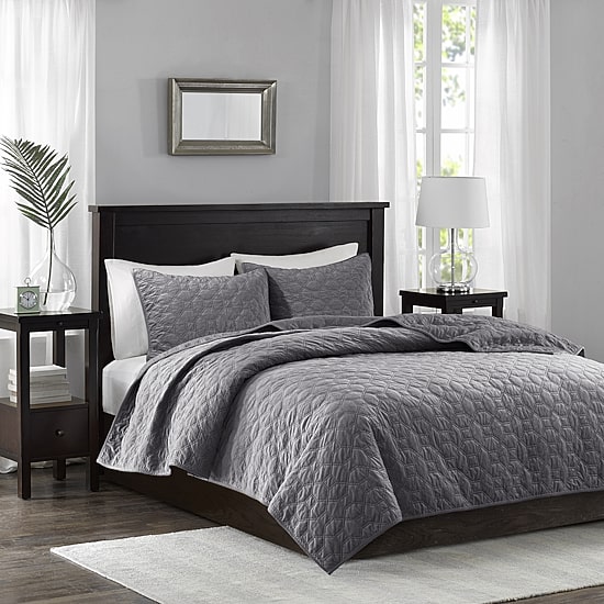 Madison Park Emery 3-Pc Velvet Quilt Set