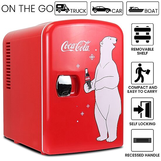 Coca-Cola 4L Portable Cooler/Warmer 12V AC/DC Mini Fridge Polar Bear