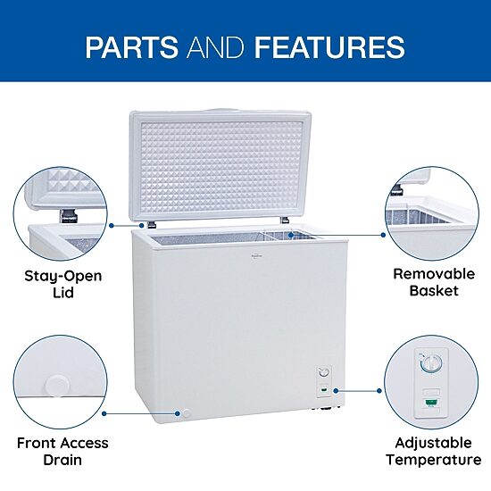 Koolatron Large Chest Freezer 7.0 cu ft (195L) White- Manual Defrost