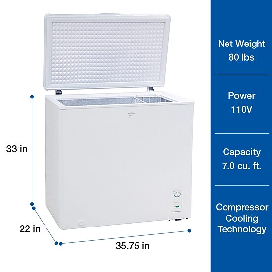 Koolatron Large Chest Freezer 7.0 cu ft (195L) White- Manual Defrost