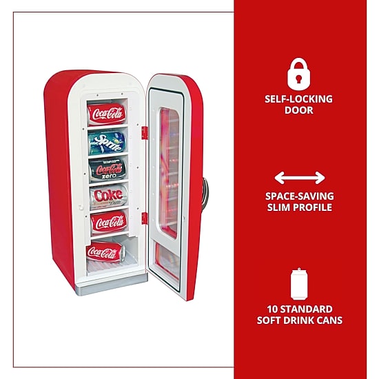 Coca-Cola Retro Vending Machine 10 Can Mini Fridge- Red- AC/DC