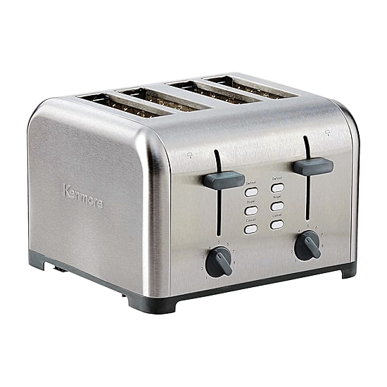 Kenmore 4-Slice Stainless Steel Toaster- Dual Controls- Wide Slot