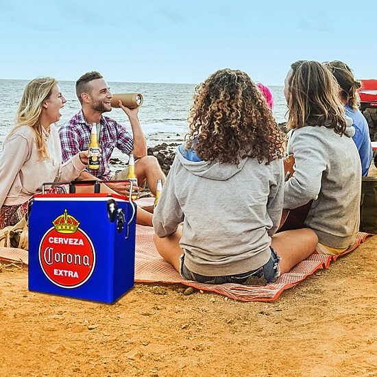 Corona Retro Ice Chest Cooler with Bottle Opener 13L (14 qt)- Blue and Red