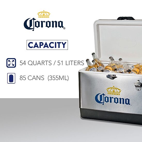 Corona Ice Chest Cooler with Bottle Opener- 51L (54 qt)- 85 Cans