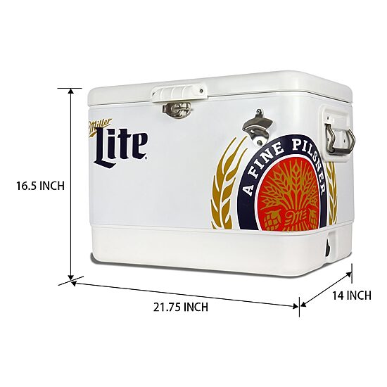 Miller Lite Ice Chest Cooler with Bottle Opener- 51L (54 qt)- 85 Cans