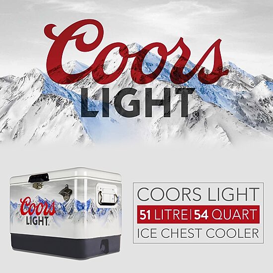 Coors Light Ice Chest Cooler with Bottle Opener- 51L (54 qt)- 85 Cans