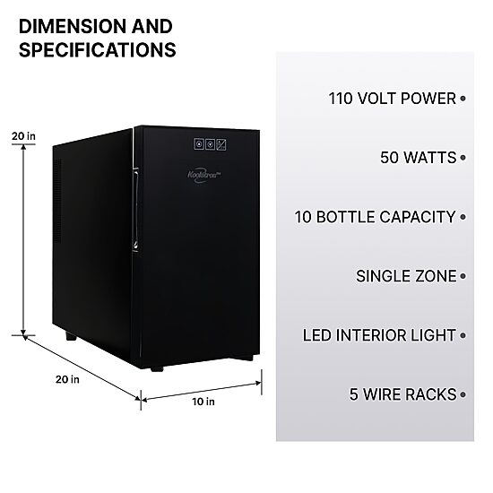 Koolatron Urban Series 10 Bottle Wine Cooler Freestanding Wine Fridge