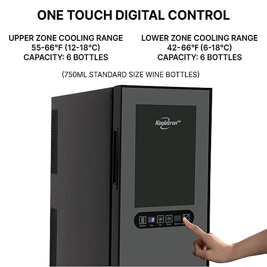 Koolatron 12 Bottle Dual Zone Wine Cooler Freestanding Wine Fridge