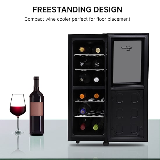 Koolatron 12 Bottle Dual Zone Wine Cooler Freestanding Wine Fridge