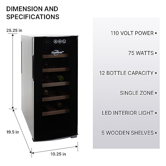 Koolatron 12 Bottle Deluxe Wine Cooler Freestanding Wine Fridge