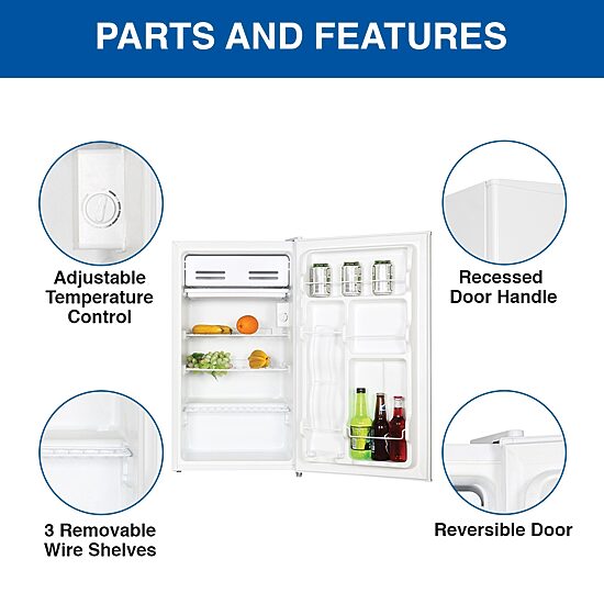 Koolatron Compact Fridge with Freezer- 3.2 Cu Ft- White