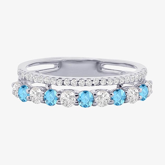 Womens Lab Created Gemstone 14K Gold Over Silver Stackable Rings