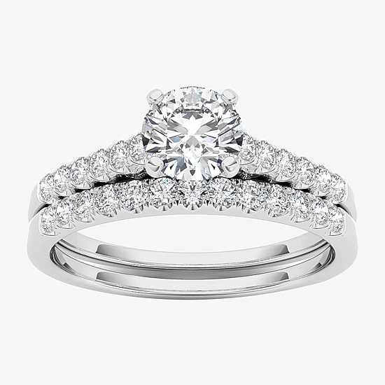 1 CT.T.W. Natural Diamond 10K White Gold Bridal Ring Set