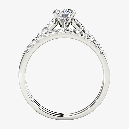 1 CT.T.W. Natural Diamond 10K White Gold Bridal Ring Set