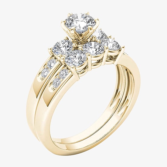 1 1/2 CT.T.W. Natural Diamond 14K Yellow Gold Bridal Set