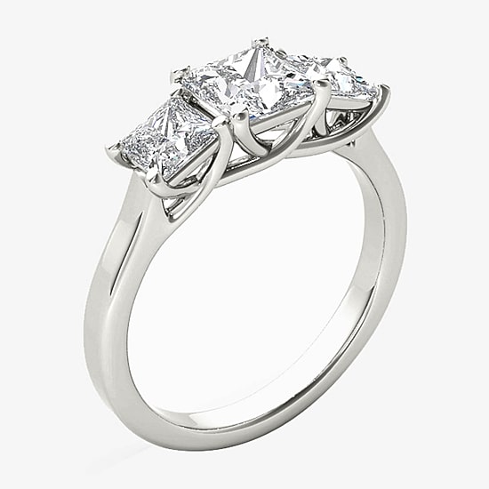 2 CT.T.W. Natural Diamond 14K White Gold 3-Stone Engagement Ring
