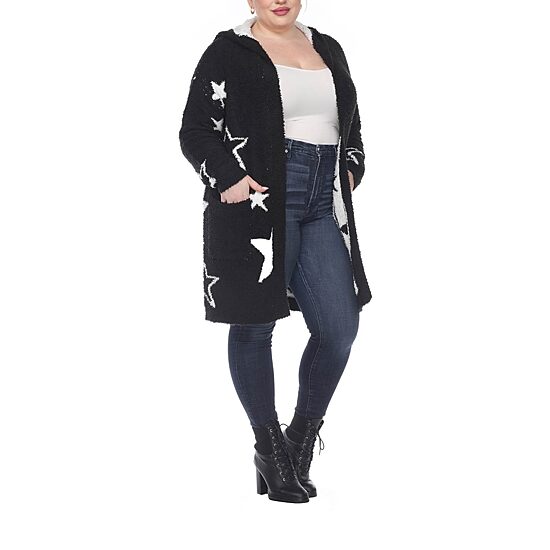 White Mark Womens Plus Hooded Midweight Coat