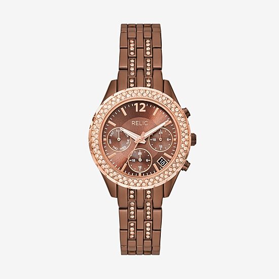 Relic By Fossil Everly Womens Brown Bracelet Watch Zr16010